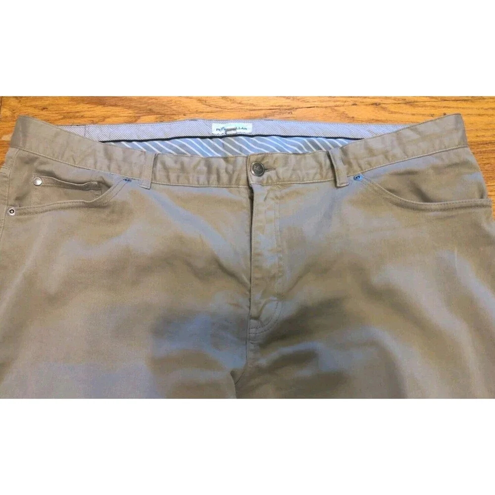 Peter Millar Men's 40 x 29 Ultimate Sateen Khaki Zip Pocket Golf Pants Crown EUC